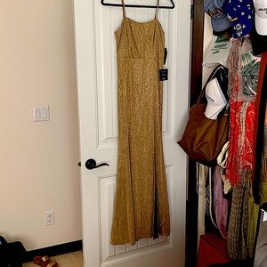 Lulus Gold Glitter Mermaid Maxi Dress - Small